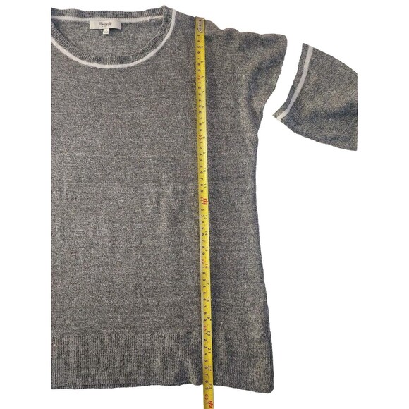 Ladies Madewell Lightweight 109% Linen Gray W/Sleeve Stripes LS Sweater Size S - Picture 7 of 9